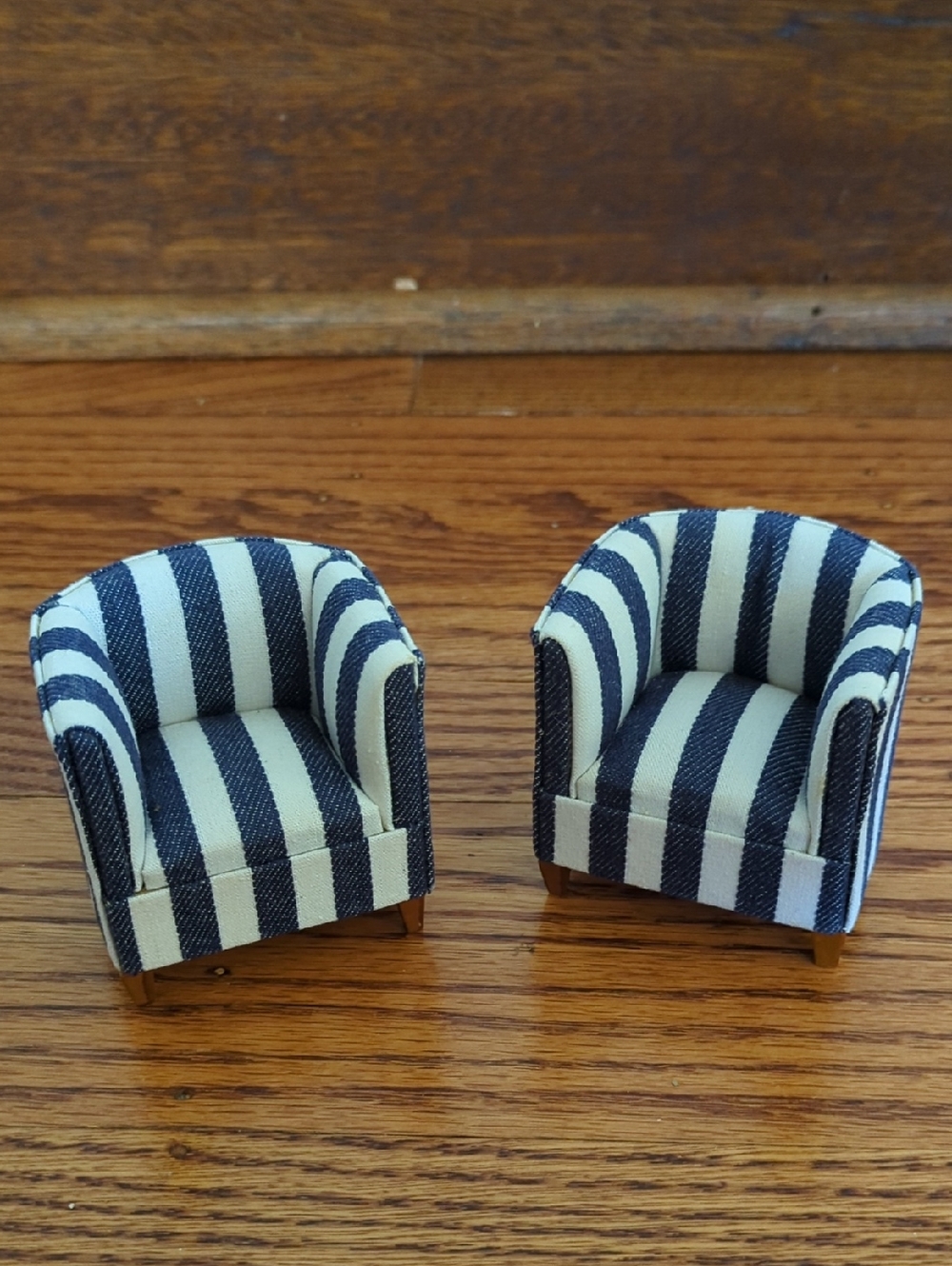 Striped Navy & White Miniature Club Chairs - Set of 2